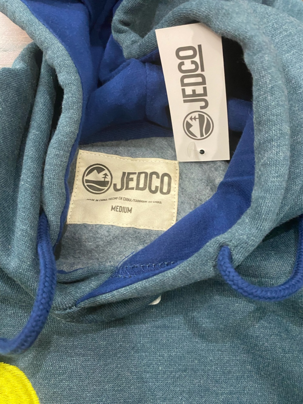 Jeep Jedco Mountain Stripe Raglan Hoodie Sweatshirt Blue Womens Medium - Picture 5 of 5